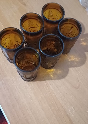 Beden kahverengi Renk Kahverengi Dekoratif Cam Bardak Seti