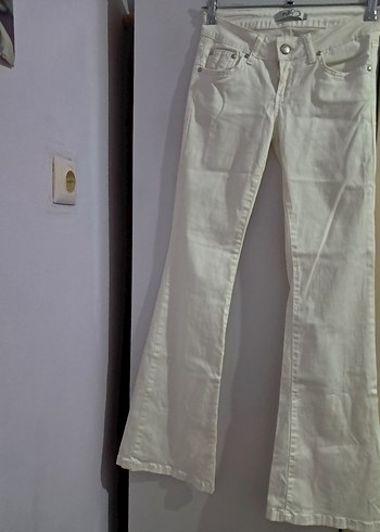 27 Beden Beyaz Midi Kadın Denim Pantolon
