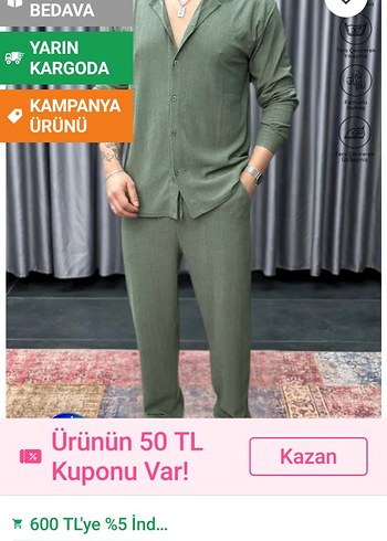 Erkek Rahat Kesim Haki takım elbise