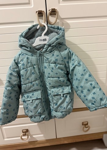 Mavi Çiçek Desenli Kız Çocuk Mont - Görsel 4