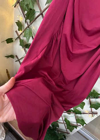s Beden bordo Renk Şık Uzun Askılı Elbise