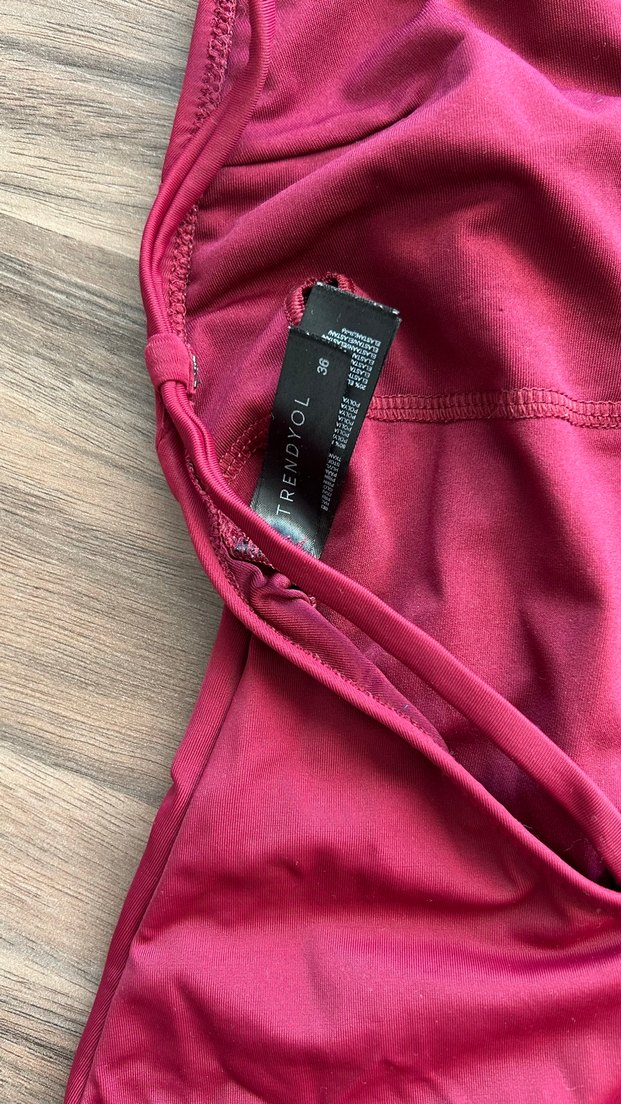 Bordo İnce Askılı Kadın Mayo - Görsel 3