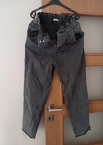 Gri Bel Detaylı Kadın Denim Pantolon