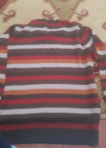 Erkek Çizgili Örgü Yün Kazak - Görsel 4