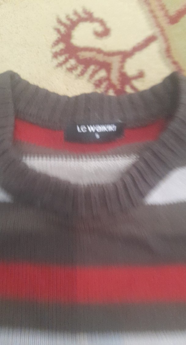 Erkek Çizgili Örgü Yün Kazak - Görsel 3