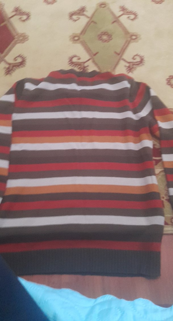 Erkek Çizgili Örgü Yün Kazak - Görsel 4