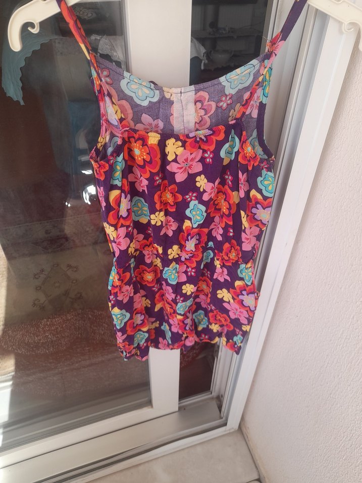 Çiçek Desenli Renkli Kız Tulum - Görsel 3