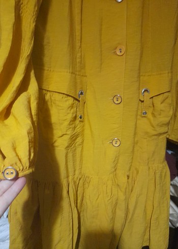 Sarı Keten Volanlı Hamile Bluzu - Görsel 5