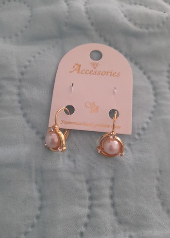 İnci Detaylı Mini Altın Küpe - Görsel 4