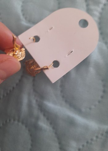 İnci Detaylı Mini Altın Küpe - Görsel 2