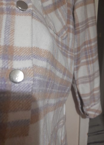 Düğmeli Kadın Midi Gömlek oduncu gömleği - Görsel 4