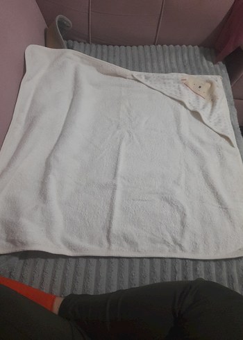 Beyaz bebek bornoz havlu - Görsel 3