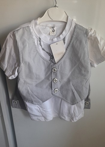 Düğmeli Çizgili Yelekli Bebek Erkek Takım
