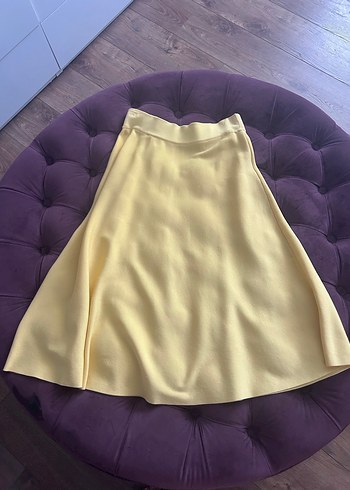 Zara Zara S Beden Sarı Midi Kadın Etek, Salaş ve Dökümlü