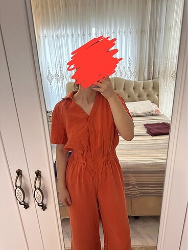 s Beden turuncu Renk Mango Pamuklu Turuncu Tulum
