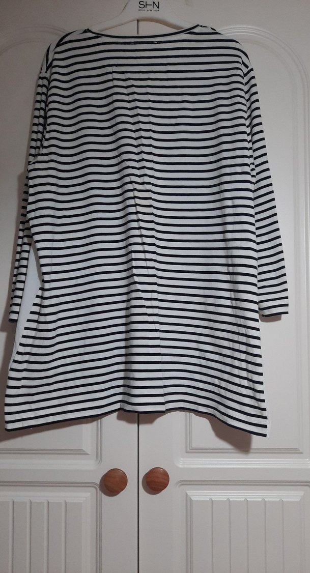 Düğmeli Uzun Kollu çizgili Tişört - Görsel 2