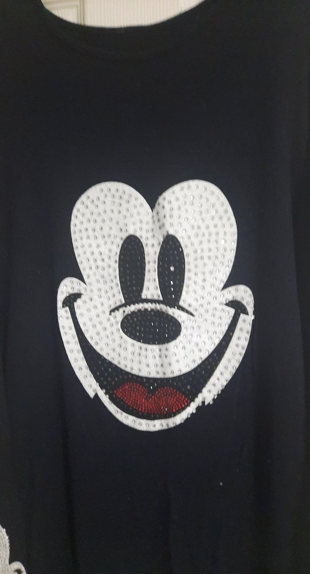 mickey baskılı Siyah Pamuklu Baskılı  Tişört - Görsel 2