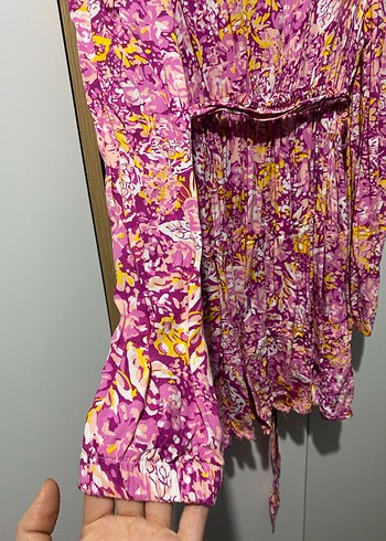 Pembe Mini Çiçekli Bohem Kadın Elbise - Görsel 4