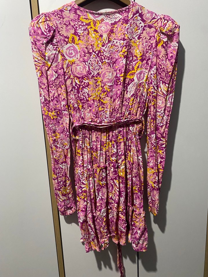 Pembe Mini Çiçekli Bohem Kadın Elbise - Görsel 2