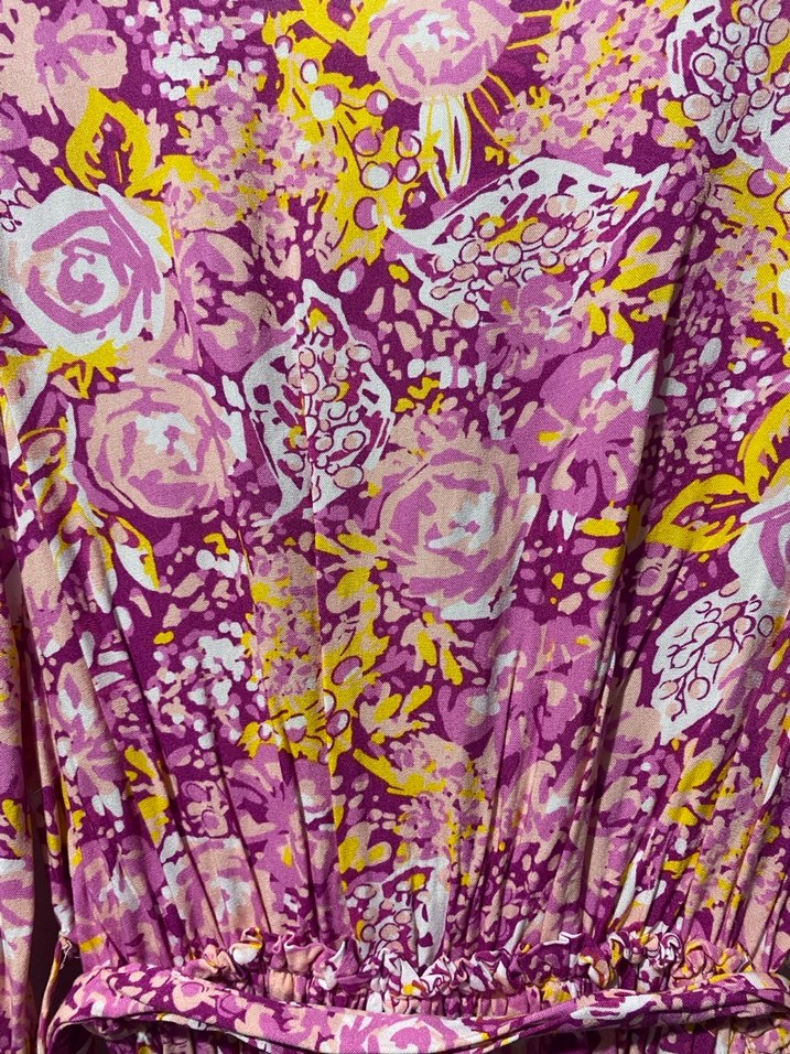 Pembe Mini Çiçekli Bohem Kadın Elbise - Görsel 3