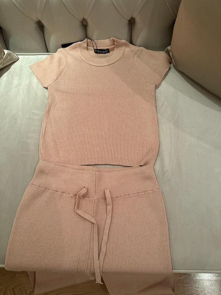 Kısa Kollu yavru ağzı Örgü  triko takım esnek - Görsel 3