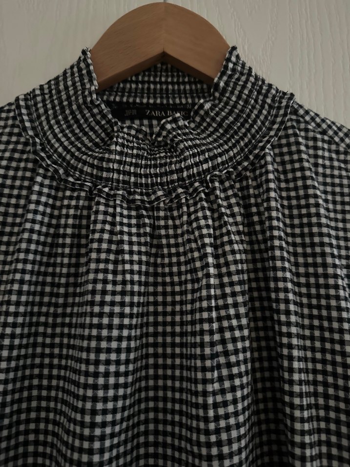 Uzun Kollu Siyah-Gri Kareli Tunik - Görsel 3