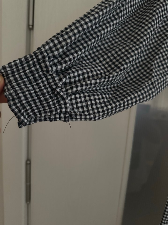 Uzun Kollu Siyah-Gri Kareli Tunik - Görsel 2