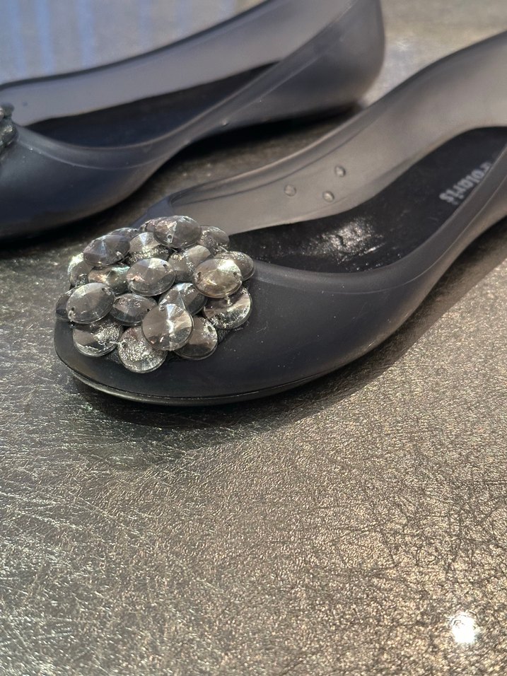 Gri Pul Detaylı Kadın Dolgu Topuk Babet - Görsel 2