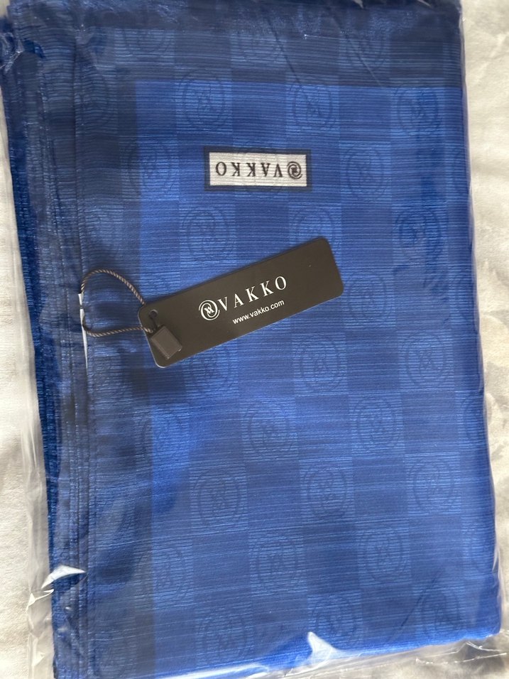 Mavi pamuk ipek Kadın Şal - Görsel 2