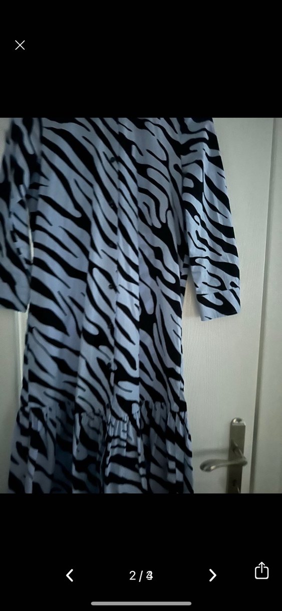 Uzun Kollu Zebra Desenli  Elbise - Görsel 2