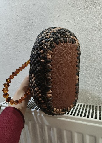 Boncuklu Yılan Desenli Örgü Kadın Çanta - Görsel 2