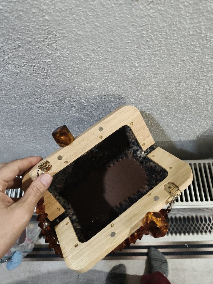 Boncuklu Yılan Desenli Örgü Kadın Çanta - Görsel 3