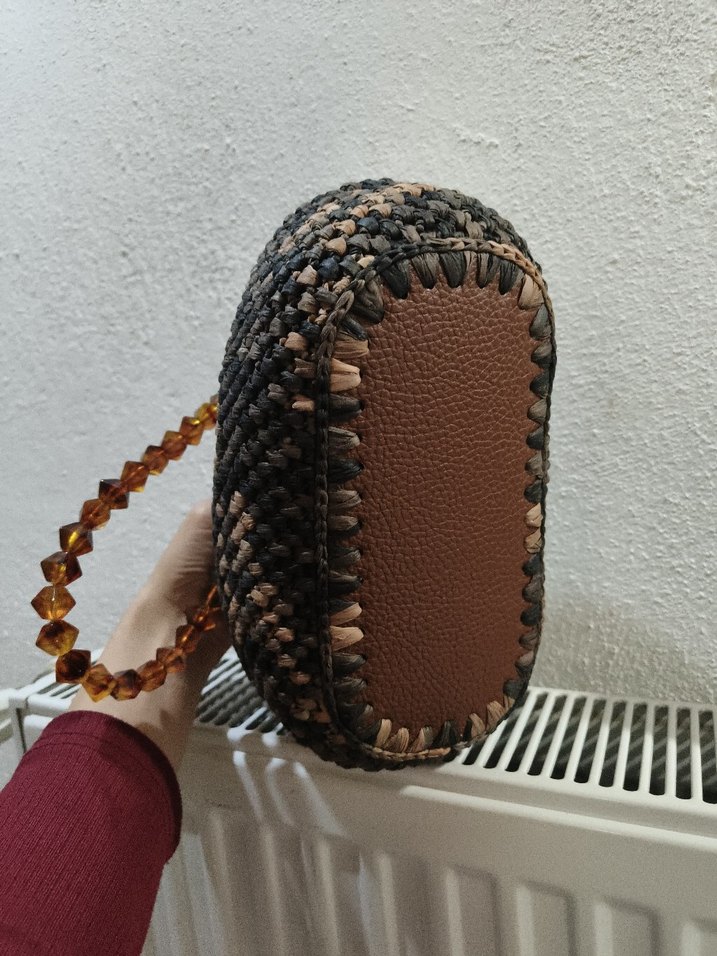 Boncuklu Yılan Desenli Örgü Kadın Çanta - Görsel 2