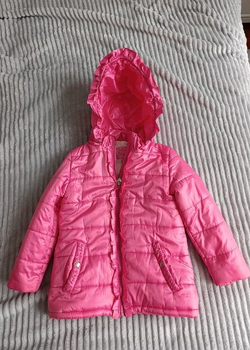 Barbie Pembe Parlak Kız Çocuk Kış Montu Kapüşonlu 8 Yaş 128 cm