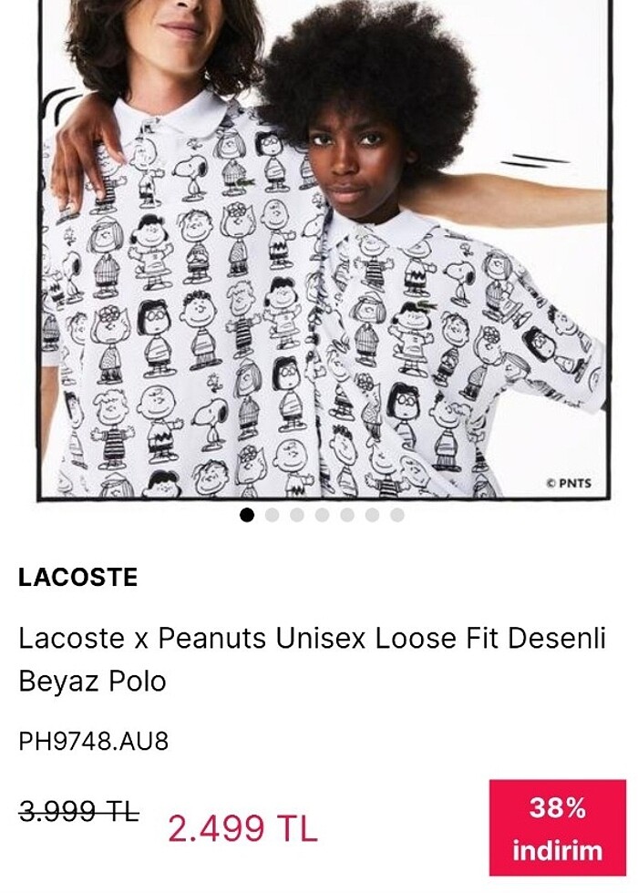 Lacoste Peanuts Polo Yaka XXL BEDEN Erkek T-Shirt - Görsel 3