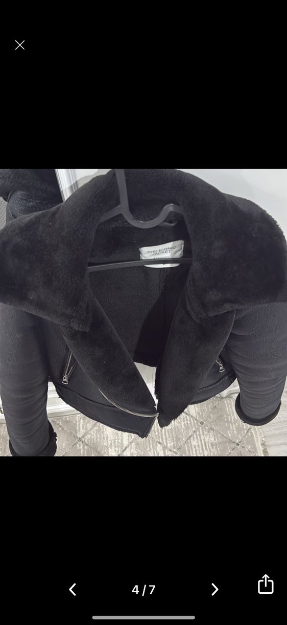 Kürk Detaylı Siyah Deri Kadın Ceket - Görsel 3