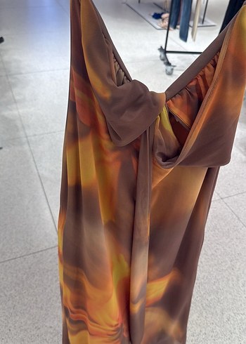 Zara Drapeli Bağlama Desenli Uzun Kadın Elbise - Görsel 2