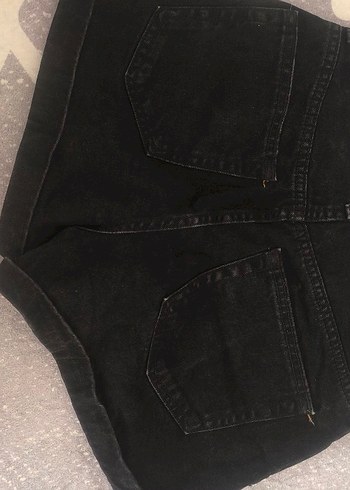 Bershka Düğmeli Siyah Mini Denim Şort