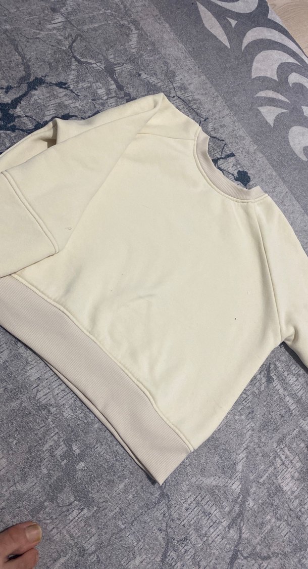 Ekru Kadın Bisiklet Yaka Sweatshirt - Görsel 3