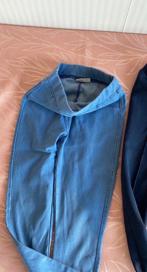 Koyu Mavi Ve Açık Mavi Kumaş Tayt Pantolon - Görsel 3