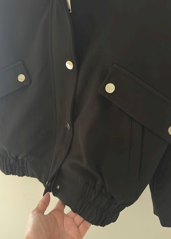 s Beden siyah Renk FLOW Siyah Bomber Kadın Ceket