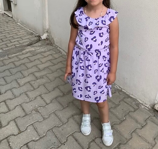 4 Yaş Beden mor Renk Yazlık elbise