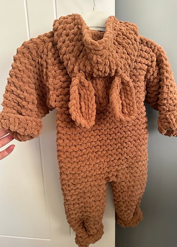 Kahverengi Örgü Bebek Tulumu - Görsel 6