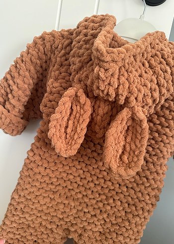 Kahverengi Örgü Bebek Tulumu - Görsel 5