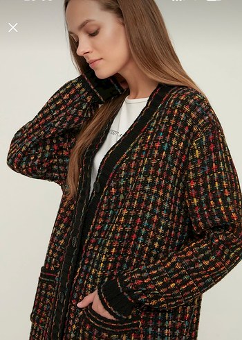 Renkli Örgü Kadın Salaş Hırka - Görsel 3