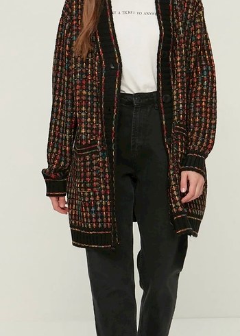 Renkli Örgü Kadın Salaş Hırka - Görsel 2