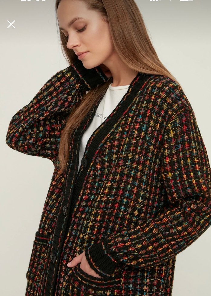 Renkli Örgü Kadın Salaş Hırka - Görsel 3