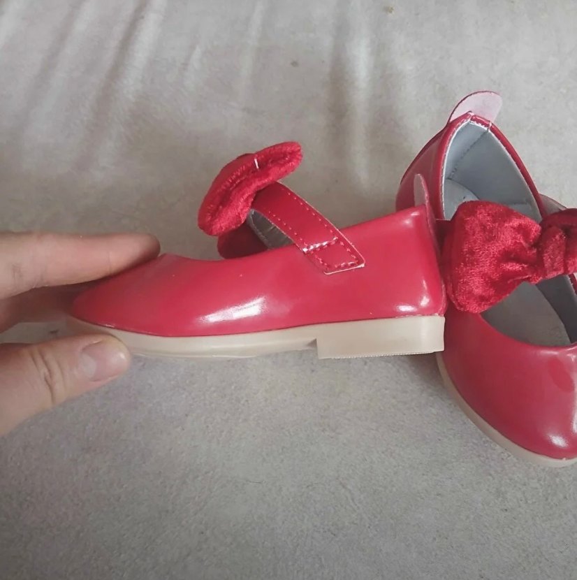 Kızlar İçin Kırmızı Fiyonk Detaylı Babet - Görsel 2