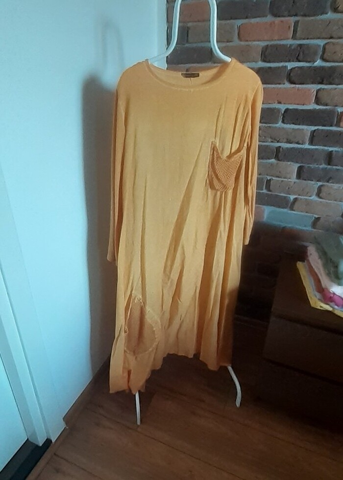 Şile bezi dantelli cepli elbise  - Görsel 2