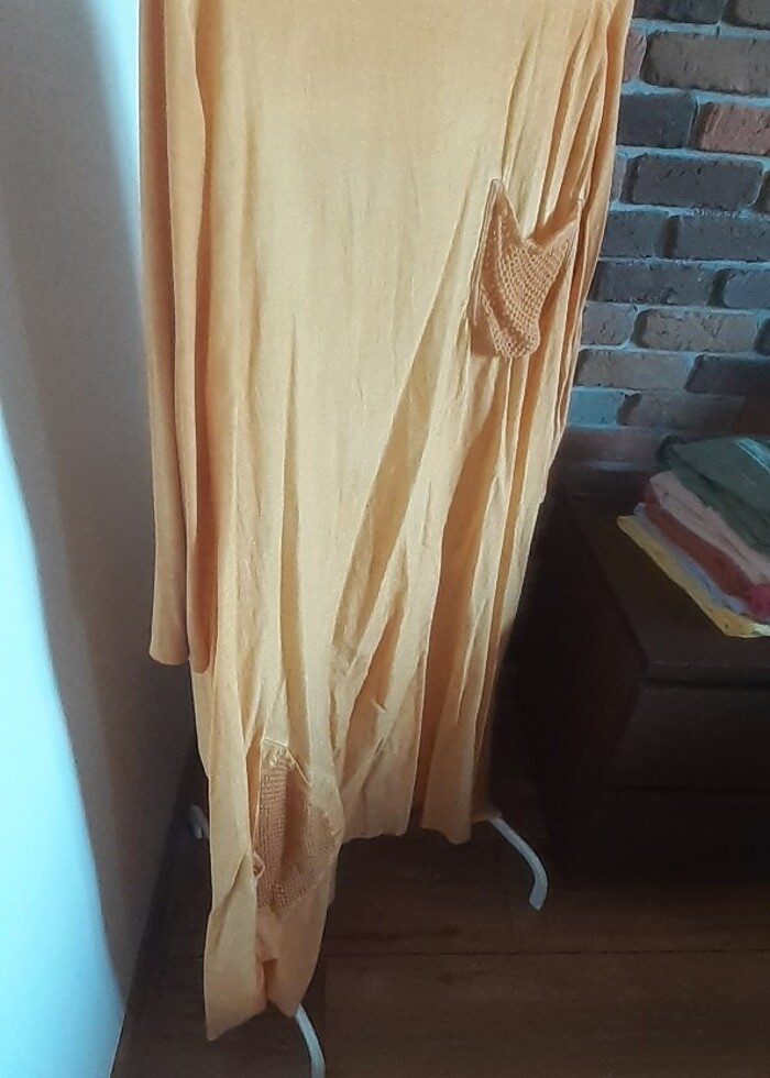 Şile bezi dantelli cepli elbise  - Görsel 4